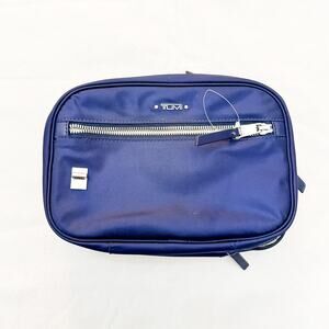 Tumi Traveler Blue Nylon Zippered Makeup Travel Wallet Authentic MINT
